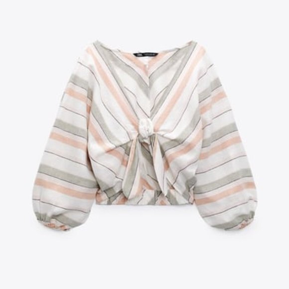 ZARA Linen Blend Crop top - Picture 1 of 7